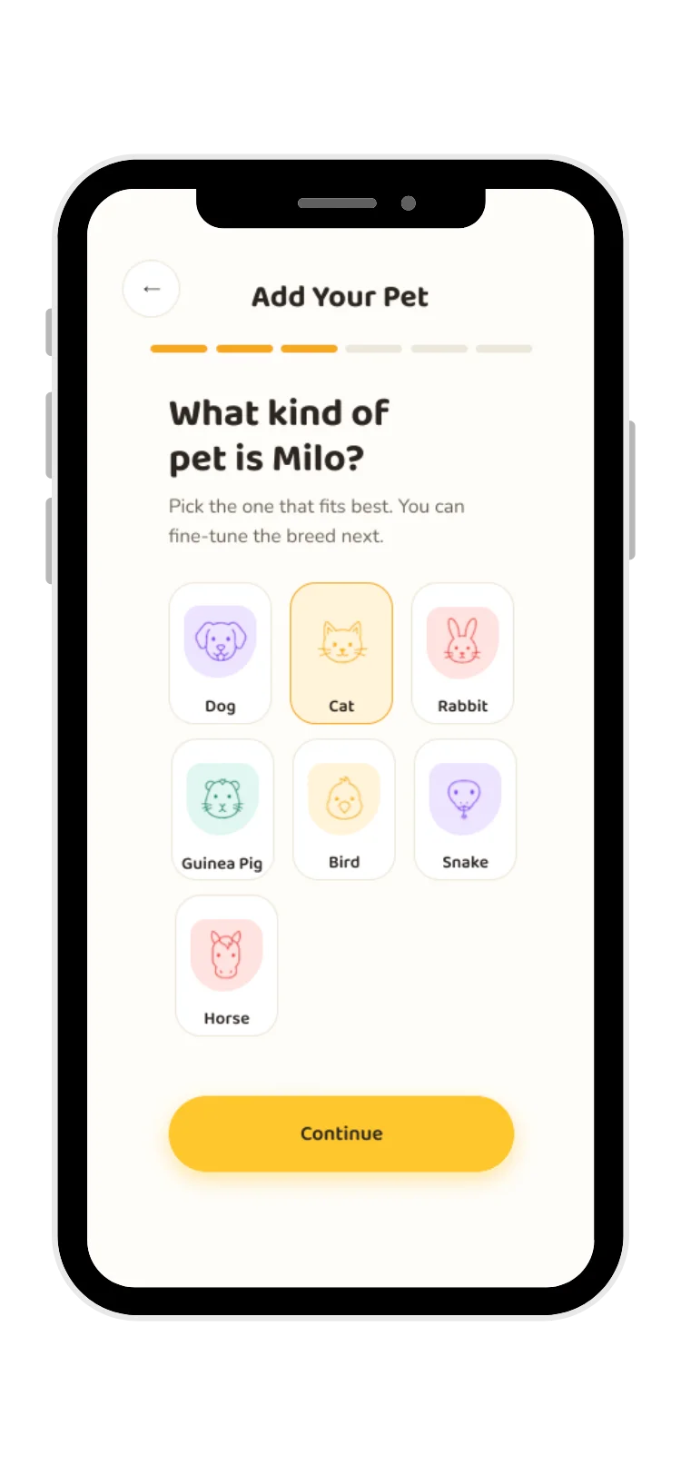 11Pets screen 4 — what kind of pet