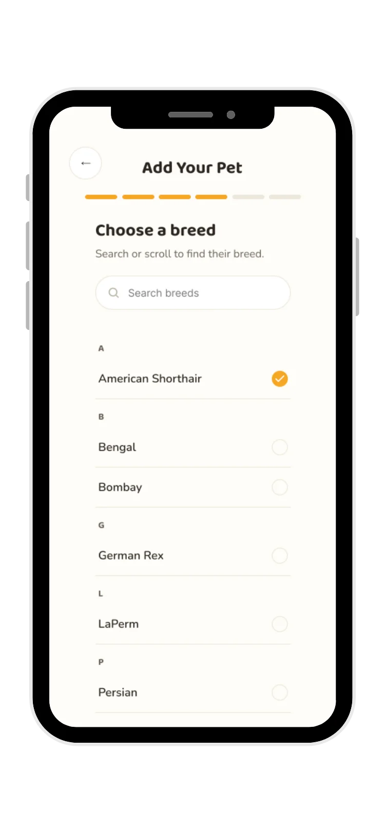 11Pets screen 5 — choose a breed