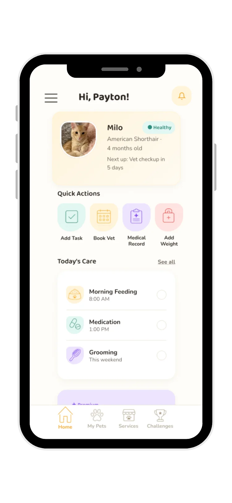 11Pets screen 8 — home dashboard